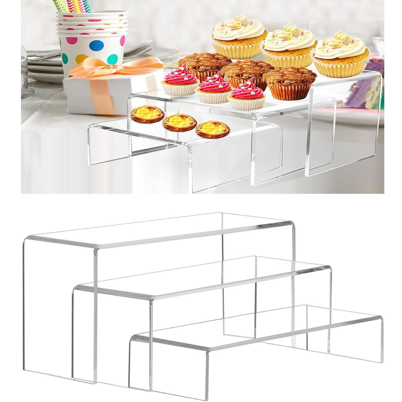 Pop Display Shelf - 3 estantes de exhibición de acrílico,