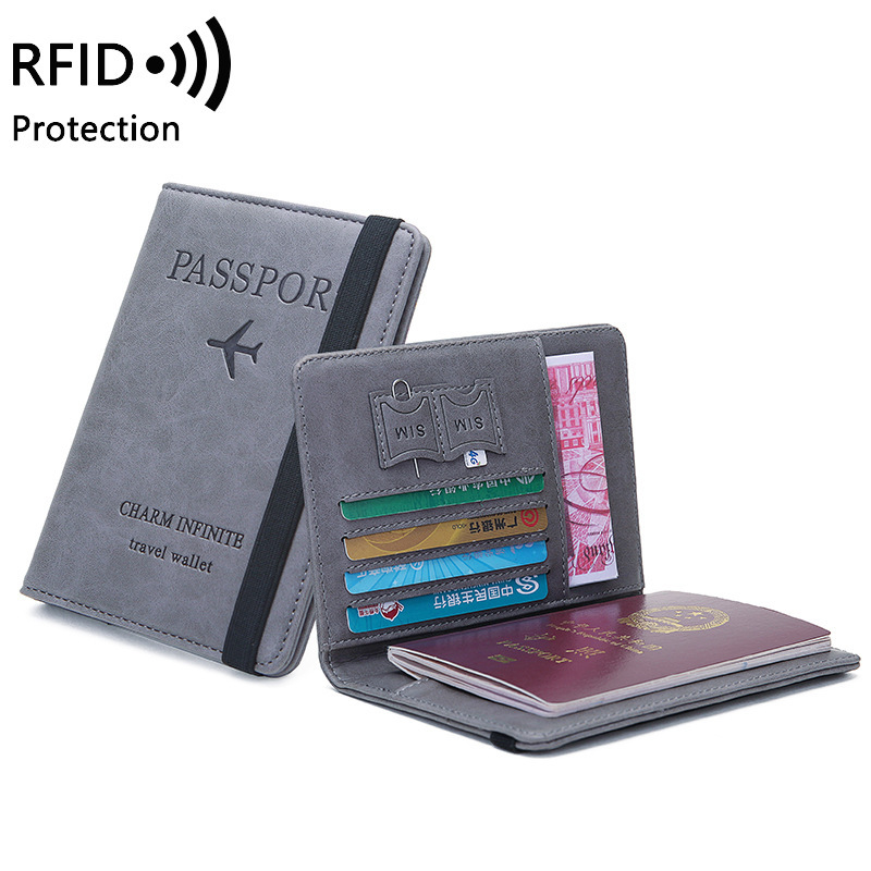 Card Top Loader - Porta pasaporte unisex de cuero PU: