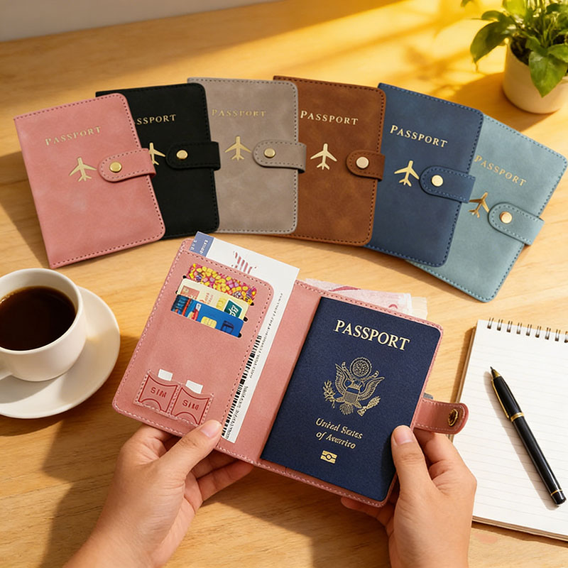 Card Top Loader - Funda de cuero para pasaporte, estuche