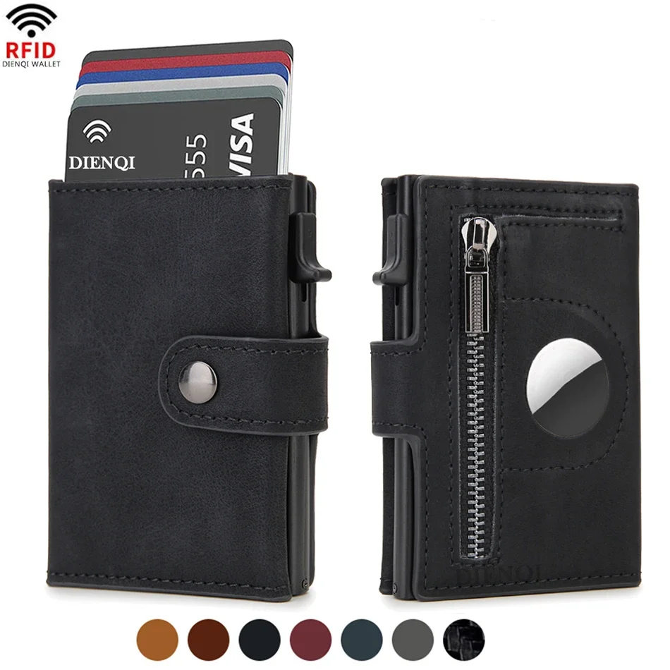Card Top Loader - Carteras Airtag de cuero Rfid para